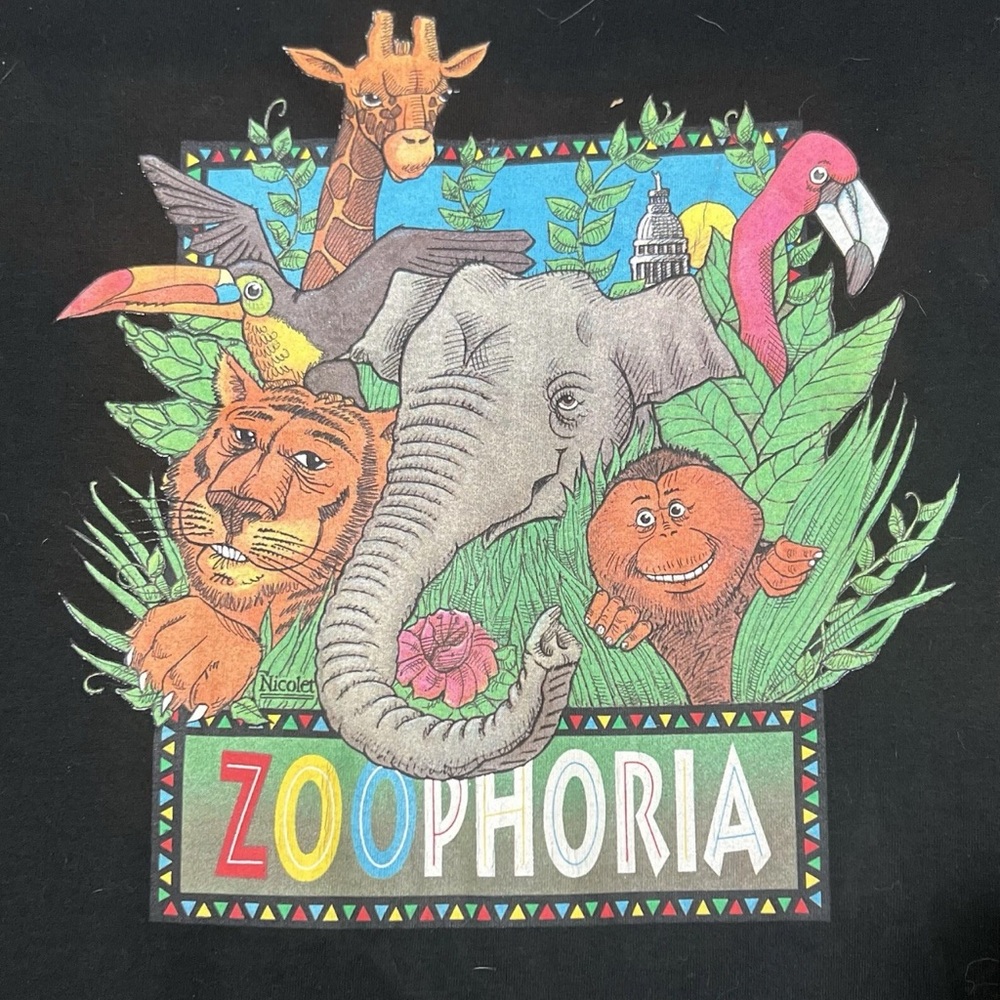 Vintage ZOOPHORIA Henry Vilas Zoo Madison WI Black Men’s Single Stitch XL USA - Picture 3 of 6